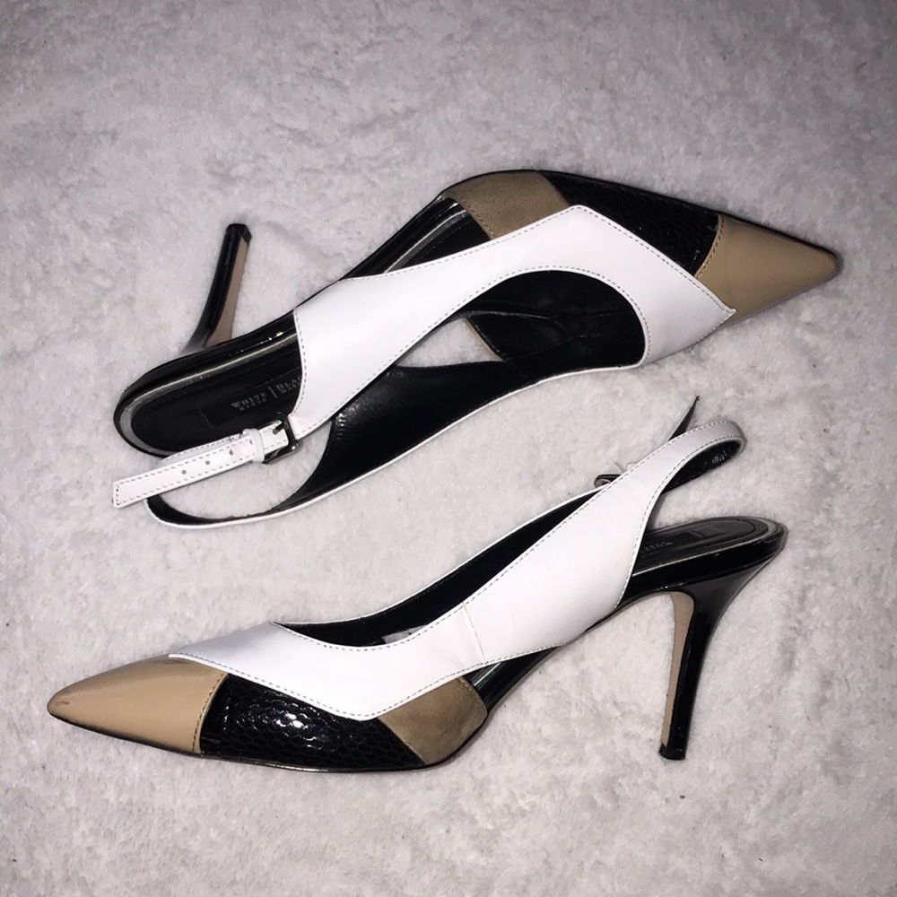 WHITE HOUSE | BLACK MARKET Color Block Ankle Strap Heels 👠